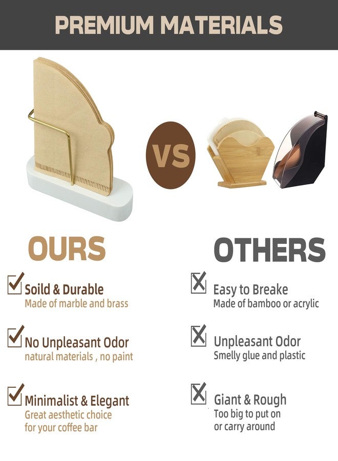 PUNNIO Coffee Filter Holder Storage, Marble & Brass Rack Coffee Filter Container for Coffee Bar/Home/Office, Compatible with #1/#2/#4/V60 Coffee Filter - Image 5